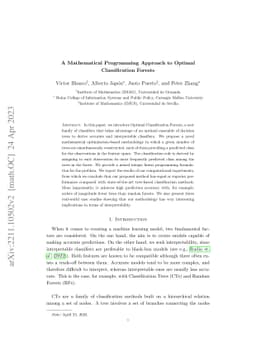 A Mathematical Programming Approach to Optimal Classification Forests