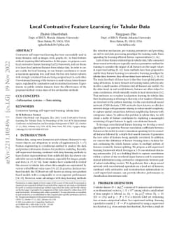 Local Contrastive Feature learning for Tabular Data