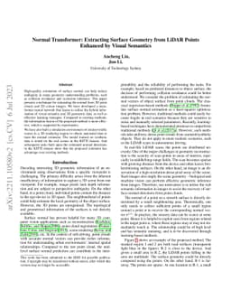 Normal Transformer: Extracting Surface Geometry from LiDAR Points Enhanced by Visual Semantics