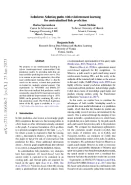 ReInform: Selecting paths with reinforcement learning for contextualized
  link prediction