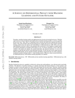 A Survey on Differential Privacy with Machine Learning and Future
  Outlook