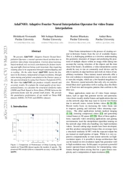 AdaFNIO: Adaptive Fourier Neural Interpolation Operator for video frame
  interpolation