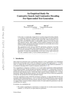 An Empirical Study On Contrastive Search And Contrastive Decoding For
  Open-ended Text Generation