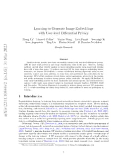 Learning to Generate Image Embeddings with User-level Differential
  Privacy