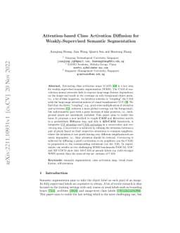 Attention-based Class Activation Diffusion for Weakly-Supervised
  Semantic Segmentation