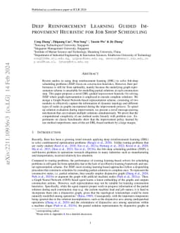 Deep Reinforcement Learning Guided Improvement Heuristic for Job Shop
  Scheduling