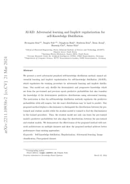 AI-KD: Adversarial learning and Implicit regularization for
  self-Knowledge Distillation