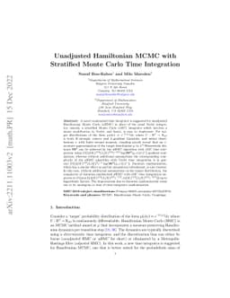 Unadjusted Hamiltonian MCMC with Stratified Monte Carlo Time Integration