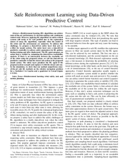 Safe Reinforcement Learning using Data-Driven Predictive Control