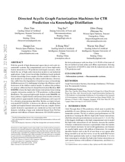 Directed Acyclic Graph Factorization Machines for CTR Prediction via
  Knowledge Distillation