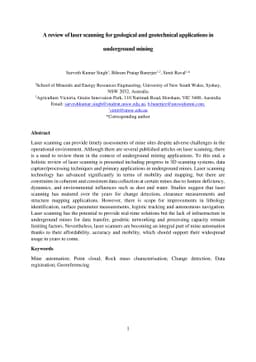 A review of laser scanning for geological and geotechnical applications
  in underground mining