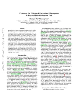 Exploring the Efficacy of Pre-trained Checkpoints in Text-to-Music
  Generation Task