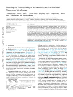 Boosting the Transferability of Adversarial Attacks with Global Momentum
  Initialization