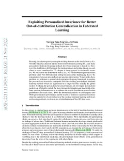 Exploiting Personalized Invariance for Better Out-of-distribution
  Generalization in Federated Learning