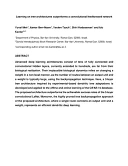 Learning on tree architectures outperforms a convolutional feedforward
  network