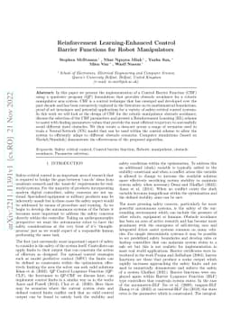 Reinforcement Learning-Enhanced Control Barrier Functions for Robot
  Manipulators
