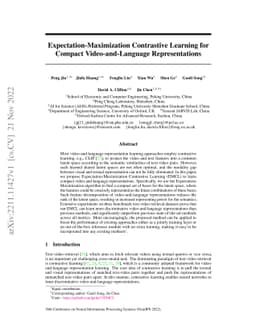 Expectation-Maximization Contrastive Learning for Compact
  Video-and-Language Representations