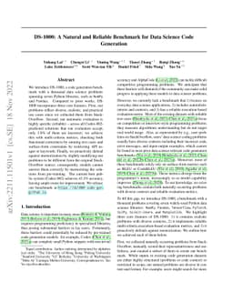 DS-1000: A Natural and Reliable Benchmark for Data Science Code
  Generation