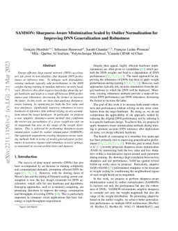 SAMSON: Sharpness-Aware Minimization Scaled by Outlier Normalization for
  Improving DNN Generalization and Robustness
