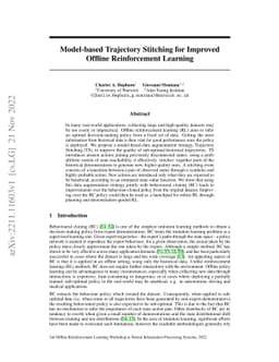 Model-based Trajectory Stitching for Improved Offline Reinforcement
  Learning