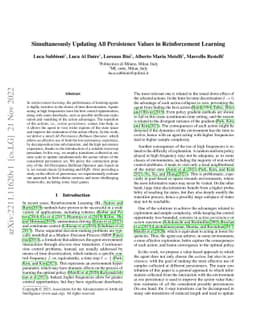 Simultaneously Updating All Persistence Values in Reinforcement Learning