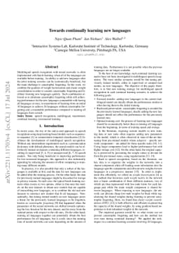 Towards continually learning new languages