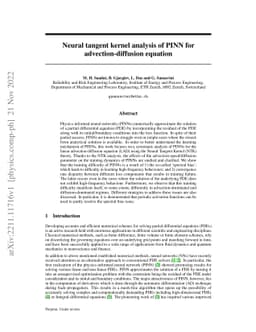 Neural tangent kernel analysis of PINN for advection-diffusion equation