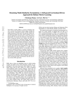 Denoising Multi-Similarity Formulation: A Self-paced Curriculum-Driven
  Approach for Robust Metric Learning