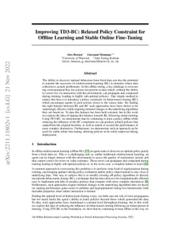 Improving TD3-BC: Relaxed Policy Constraint for Offline Learning and
  Stable Online Fine-Tuning