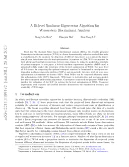 A Bi-level Nonlinear Eigenvector Algorithm for Wasserstein Discriminant
  Analysis