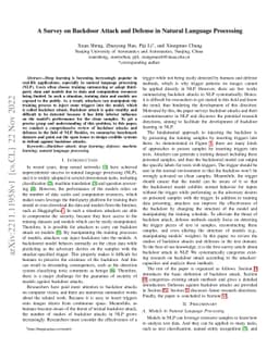 A Survey on Backdoor Attack and Defense in Natural Language Processing