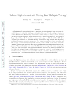 Robust High-dimensional Tuning Free Multiple Testing