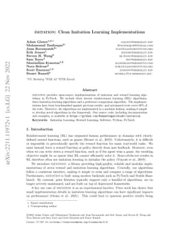 imitation: Clean Imitation Learning Implementations