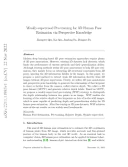 Weakly-supervised Pre-training for 3D Human Pose Estimation via
  Perspective Knowledge