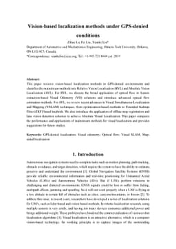 Vision-based localization methods under GPS-denied conditions