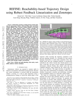 REFINE: Reachability-based Trajectory Design using Robust Feedback
  Linearization and Zonotopes