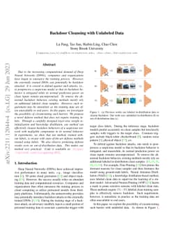 Backdoor Cleansing with Unlabeled Data