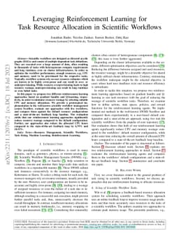 Leveraging Reinforcement Learning for Task Resource Allocation in
  Scientific Workflows