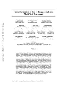 Human Evaluation of Text-to-Image Models on a Multi-Task Benchmark