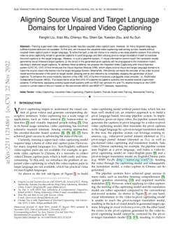 Aligning Source Visual and Target Language Domains for Unpaired Video
  Captioning