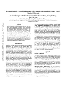 A Reinforcement Learning Badminton Environment for Simulating Player
  Tactics (Student Abstract)