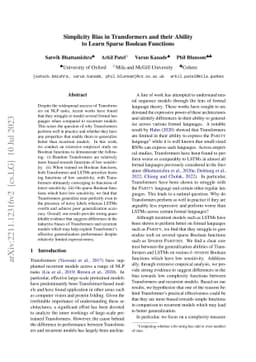 Simplicity Bias in Transformers and their Ability to Learn Sparse
  Boolean Functions
