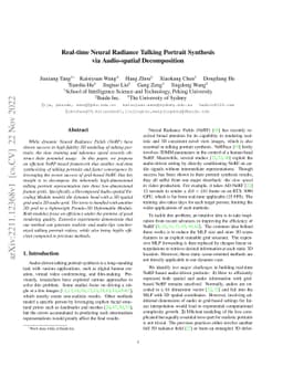 Real-time Neural Radiance Talking Portrait Synthesis via Audio-spatial
  Decomposition