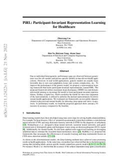 PiRL: Participant-Invariant Representation Learning for Healthcare