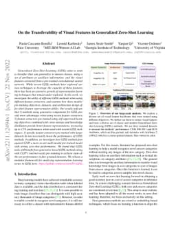 On the Transferability of Visual Features in Generalized Zero-Shot
  Learning