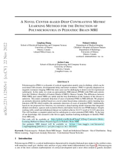A Novel Center-based Deep Contrastive Metric Learning Method for the
  Detection of Polymicrogyria in Pediatric Brain MRI