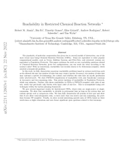 Reachability in Restricted Chemical Reaction Networks