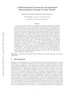 $β$-Multivariational Autoencoder for Entangled Representation
  Learning in Video Frames