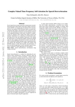 Complex-Valued Time-Frequency Self-Attention for Speech Dereverberation