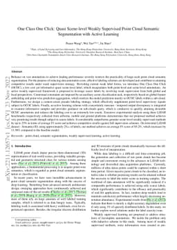 One Class One Click: Quasi Scene-level Weakly Supervised Point Cloud
  Semantic Segmentation with Active Learning